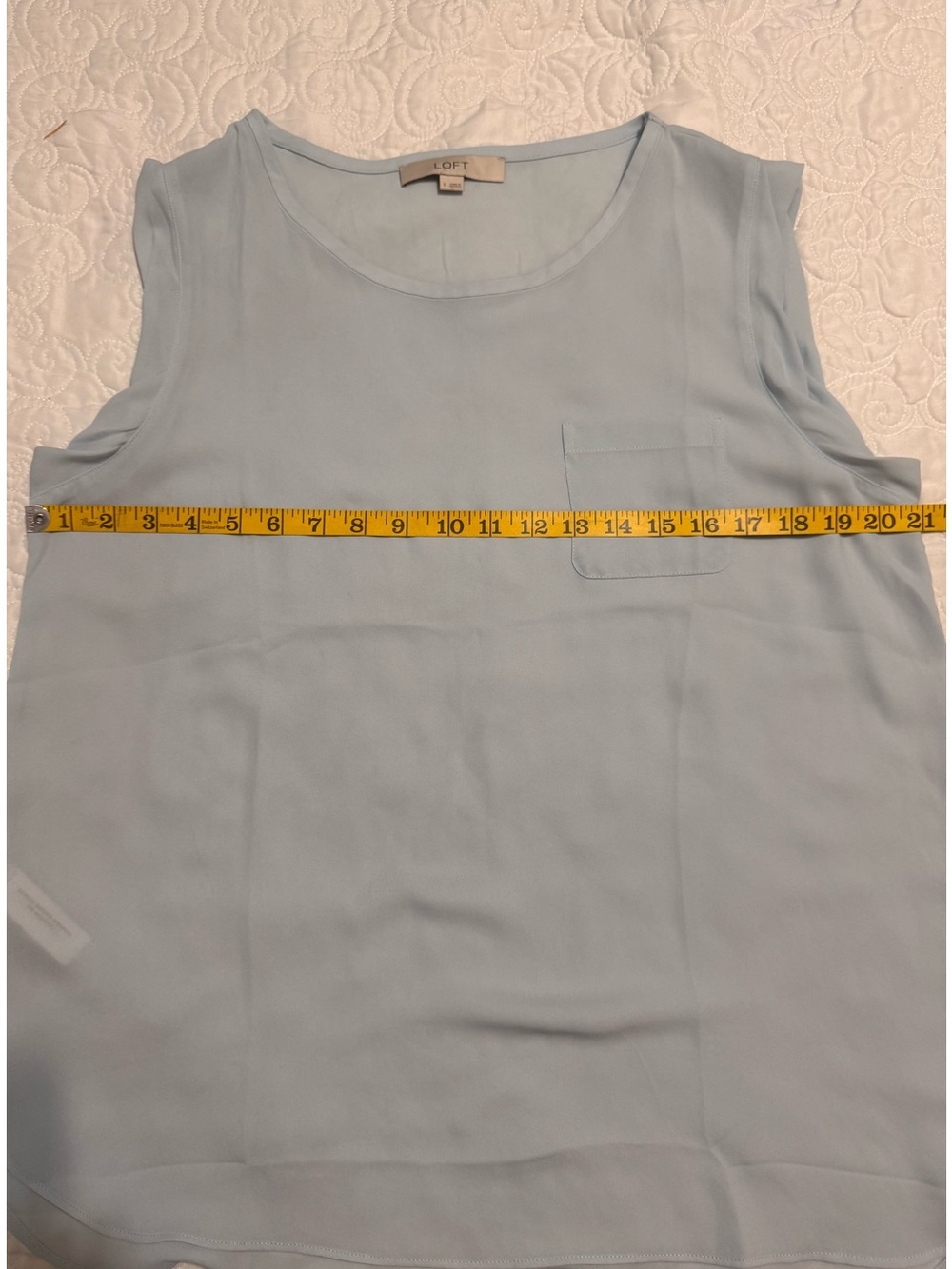 LOFT Sheer Light Blue Sleeveless Blouse Size Large - Picture 10 of 10